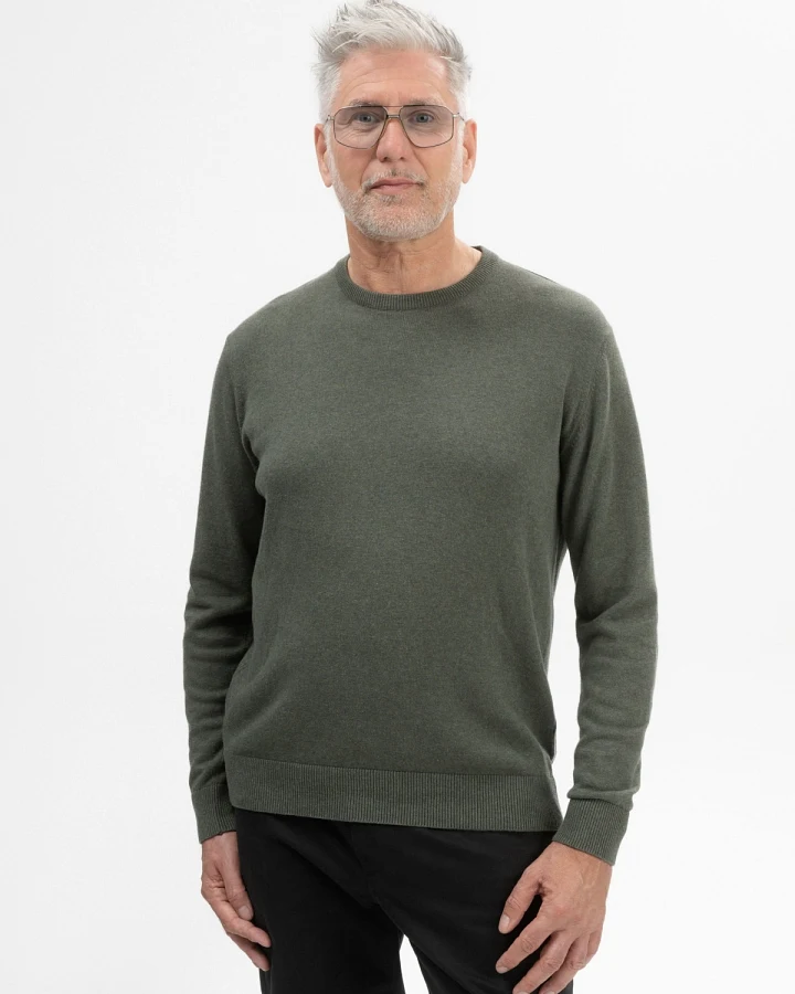 MELA Herren vegan Feinstrick Pullover Himal Grün Melange