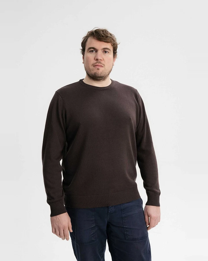 MELA Herren vegan Feinstrick Pullover Himal Dunkelbraun