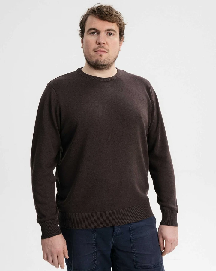 MELA Herren vegan Feinstrick Pullover Himal Dunkelbraun