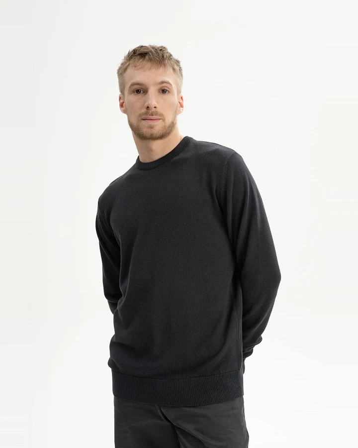MELA Herren vegan Feinstrick Pullover Himal Schwarz