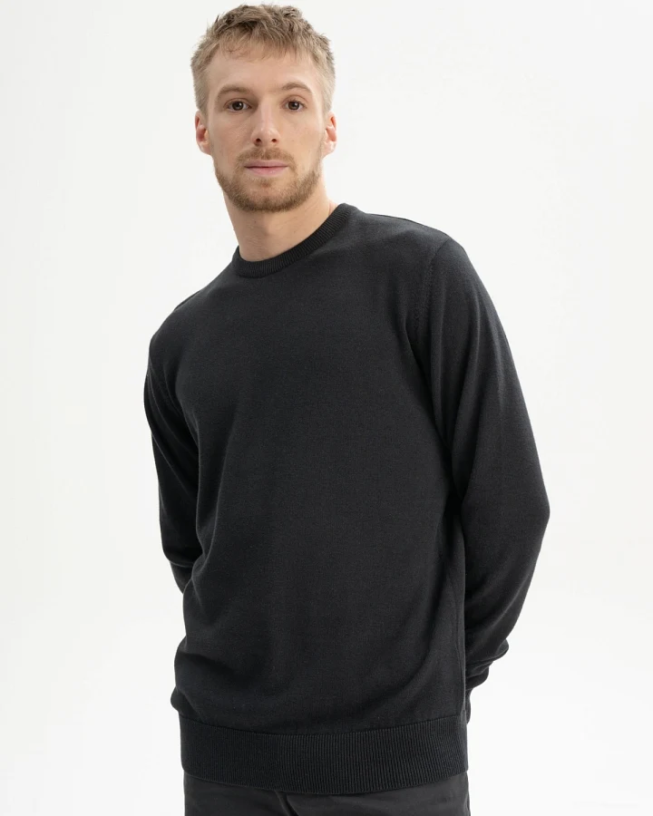MELA Herren vegan Feinstrick Pullover Himal Schwarz