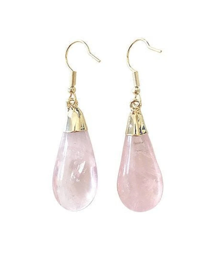 Rosenquarz Ohrringe vergoldet von Crystal and Sage