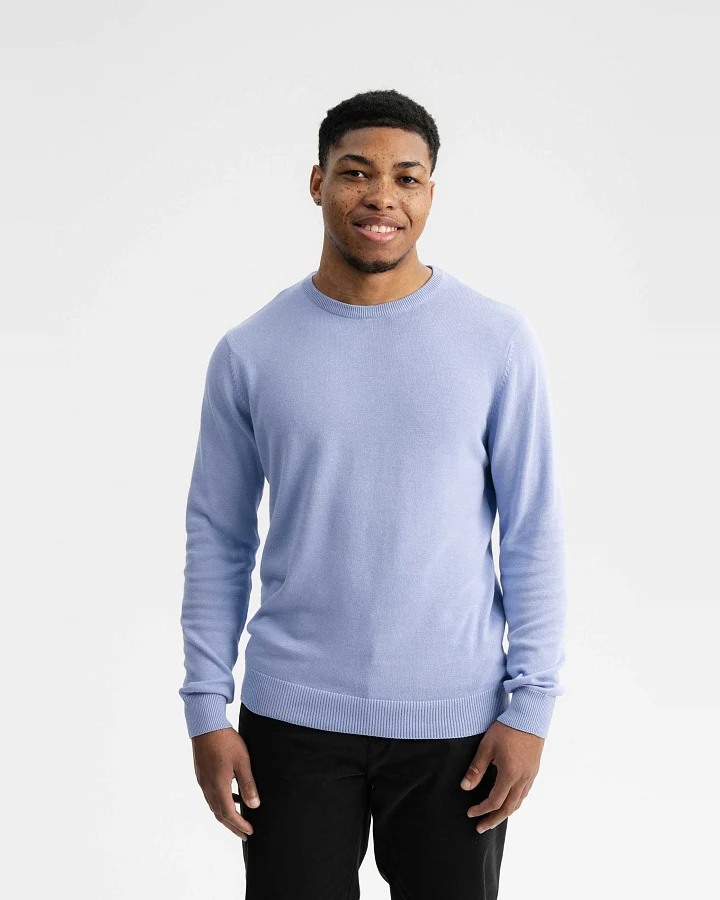 MELA Herren vegan Feinstrickpullover Himal Forget-Me-Not Hellblau