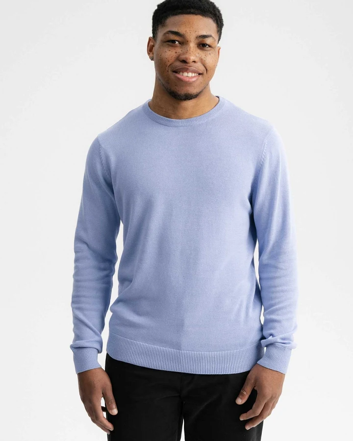 MELA Herren vegan Feinstrickpullover Himal Forget-Me-Not Hellblau
