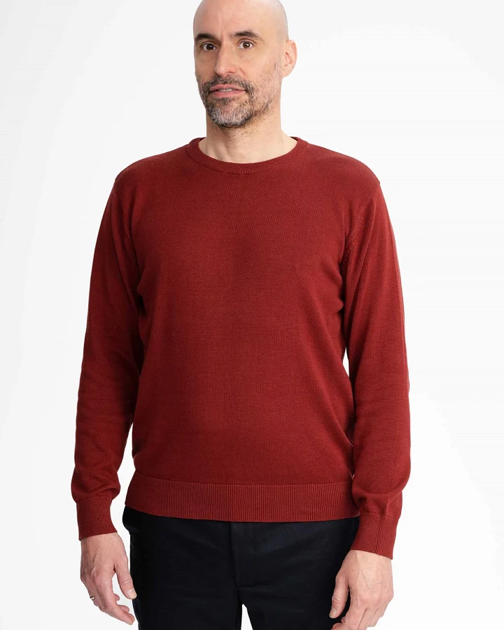 MELA Herren vegan Feinstrickpullover Himal Chai Rot