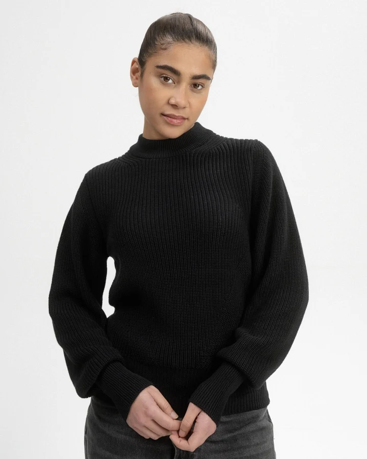 MELA Damen vegan Strickpullover Riya Schwarz