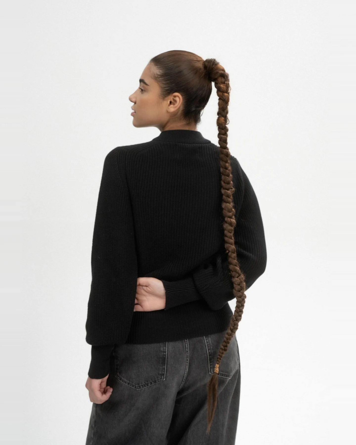 MELA Damen vegan Strickpullover Riya Schwarz – Ansicht 2