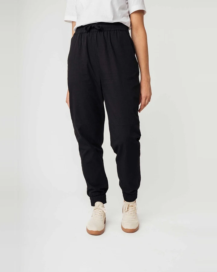 MELA Damen vegan Hose Elastischer Bund Arite Schwarz