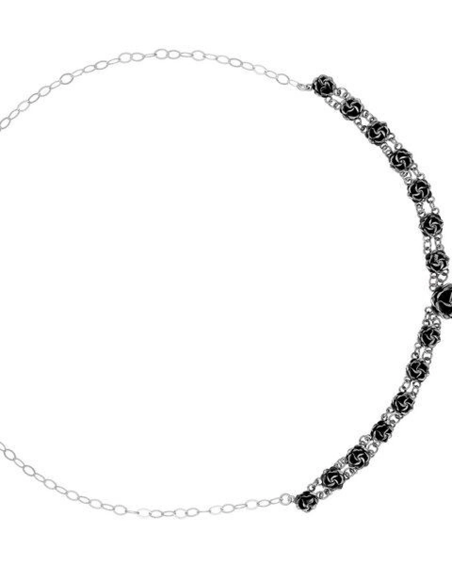 pakilia Silber Kette Mini Rosen dunkel fair-trade und handmade – Ansicht 3