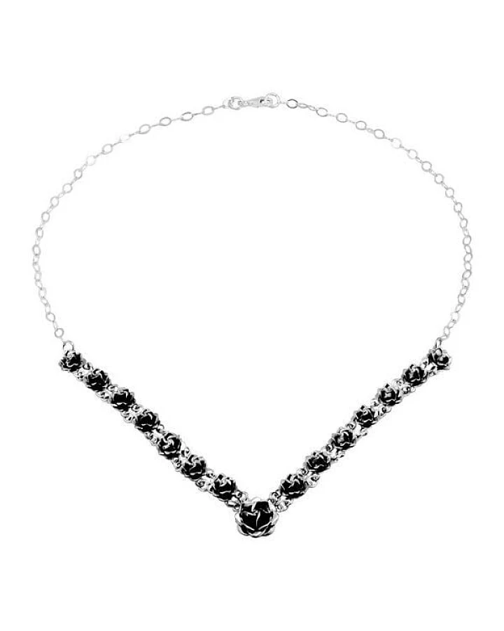 pakilia Silber Kette Mini Rosen dunkel fair-trade und handmade