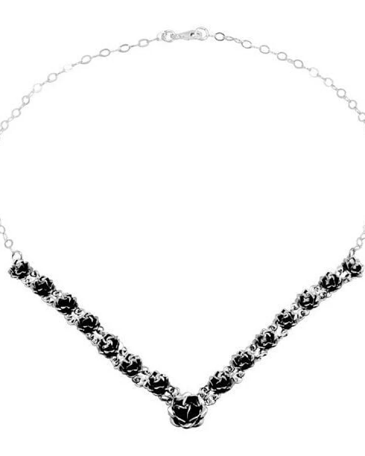 pakilia Silber Kette Mini Rosen dunkel fair-trade und handmade