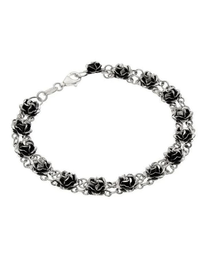pakilia Silber Armkette Mini Rosenblüten dunkel fair-trade und handmade