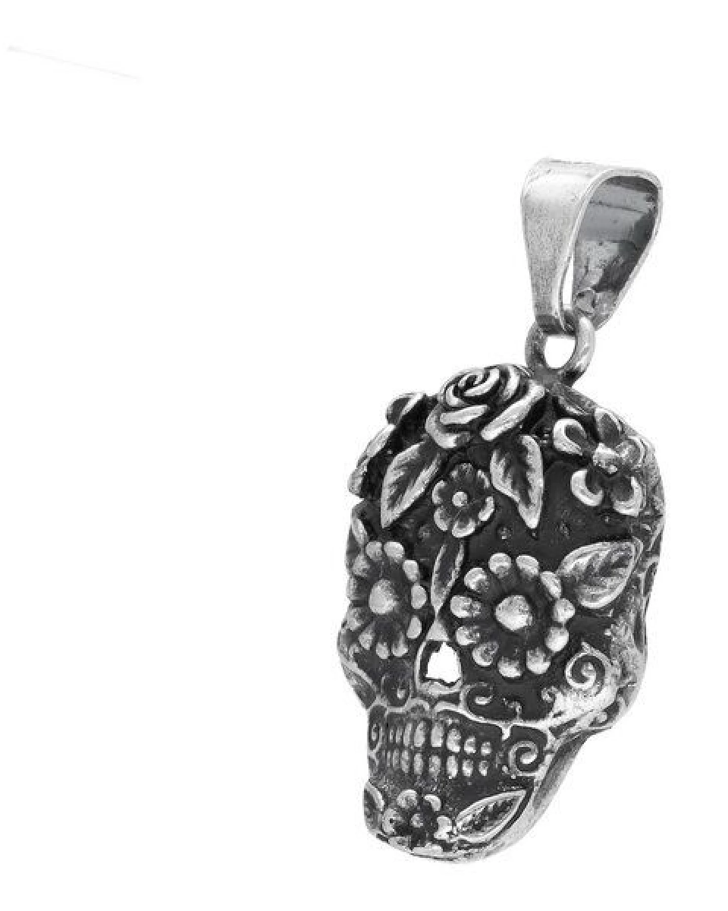 pakilia Silber Kette Rosen Totenkopf Fair-Trade und handmade – Ansicht 3
