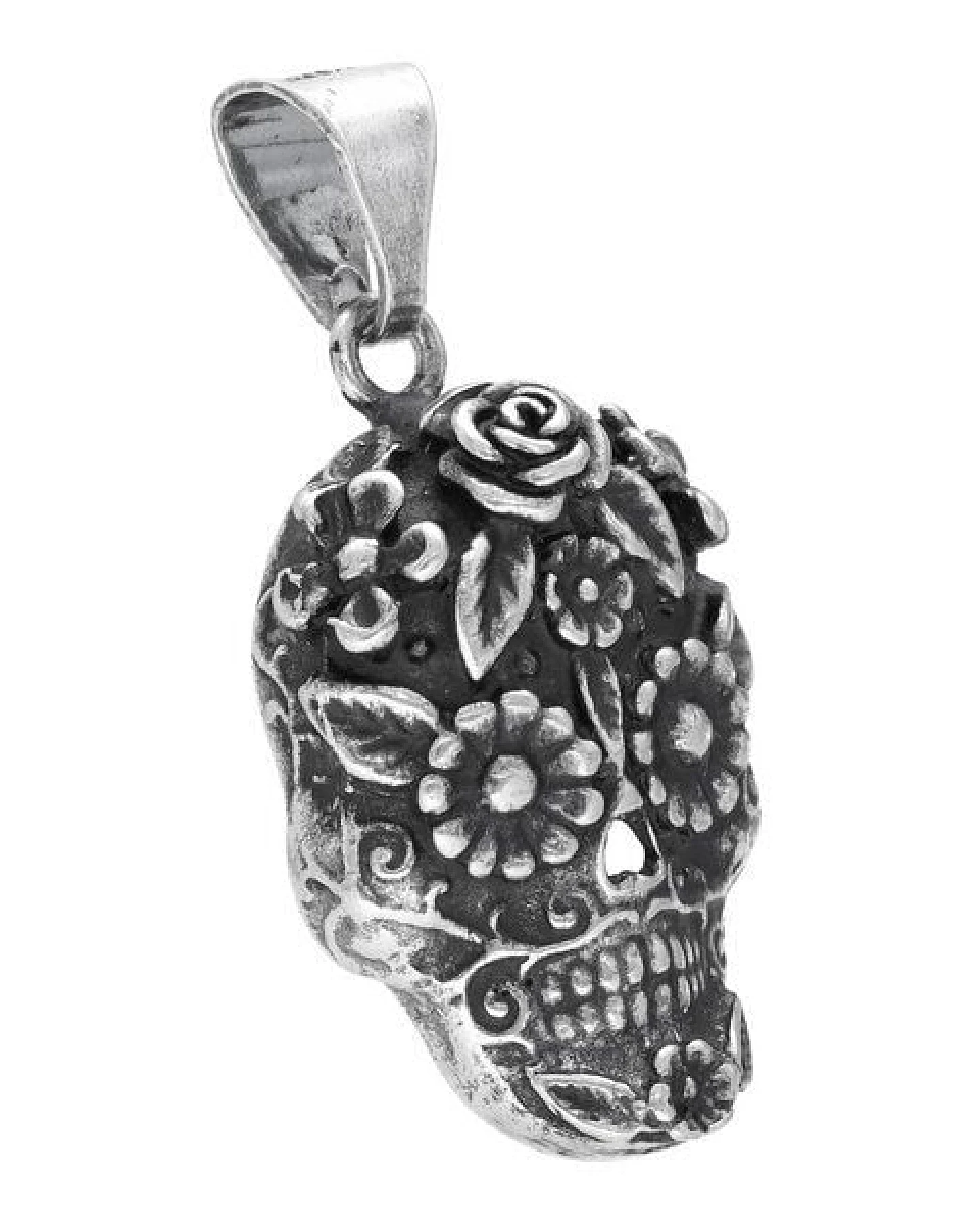 pakilia Silber Kette Rosen Totenkopf Fair-Trade und handmade – Ansicht 4