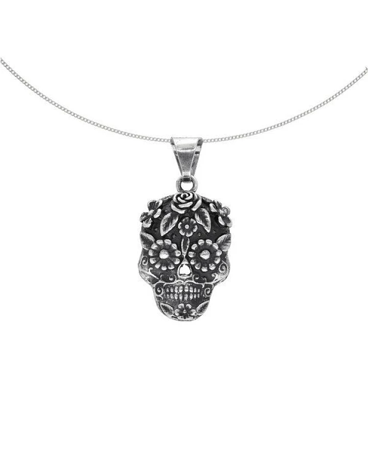 pakilia Silber Kette Rosen Totenkopf Fair-Trade und handmade