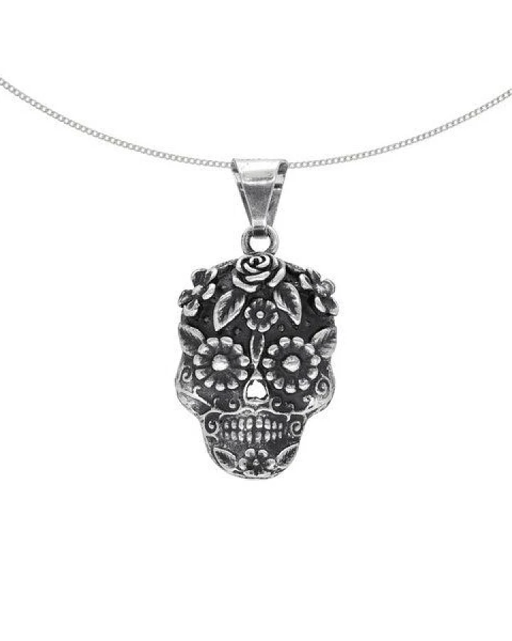 pakilia Silber Kette Rosen Totenkopf Fair-Trade und handmade