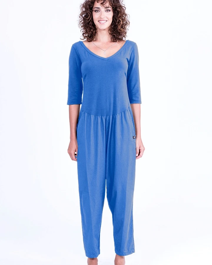 RAVENS VIEW IBIZA Damen vegan Jumpsuit Midnight Mono Klein Blau