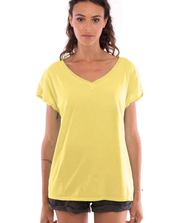 RAVENS VIEW IBIZA Damen vegan Top Maxi V Limonengelb