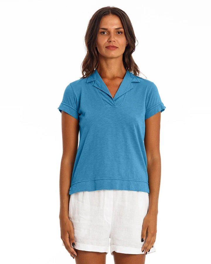 RAVENS VIEW IBIZA Damen vegan Polo T-Shirt Alexa Maui Blau