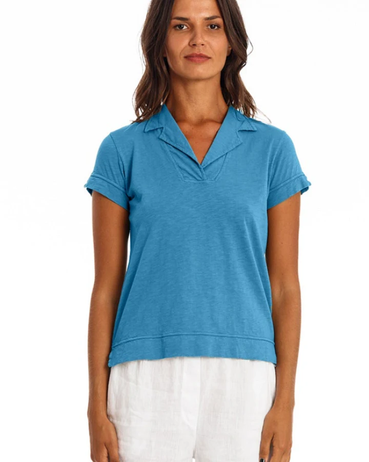 RAVENS VIEW IBIZA Damen vegan Polo T-Shirt Alexa Maui Blau