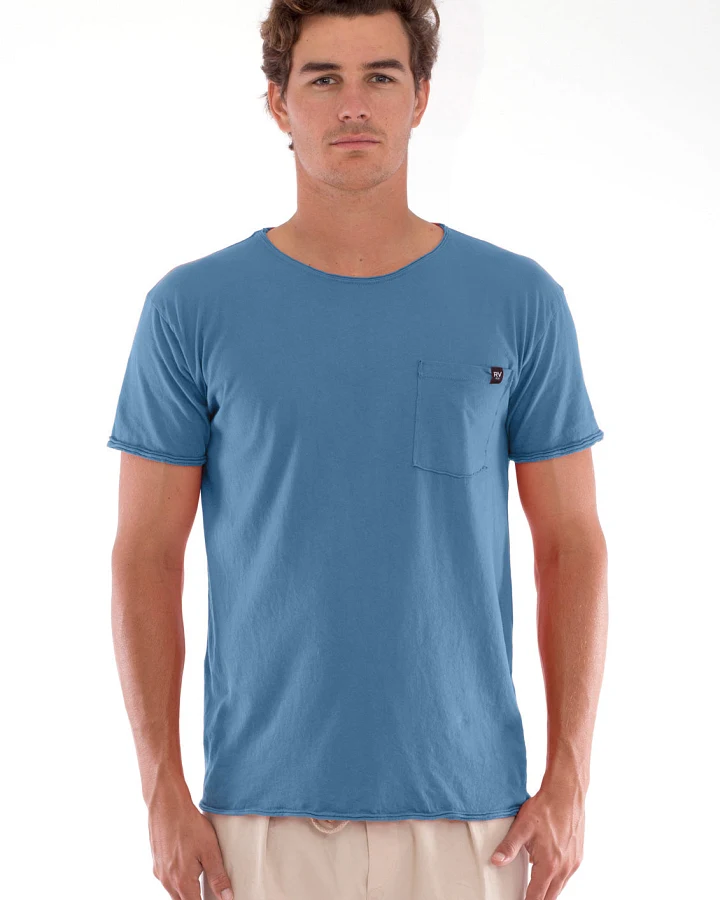 RAVENS VIEW IBIZA Herren vegan T-Shirt Rundhalsausschnitt Wild Pocket Denim Blau