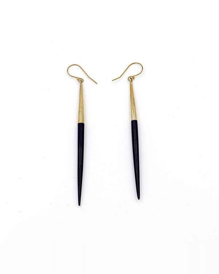 Bawa Hope Messingohrring "Fine Spike Horn schwarz"