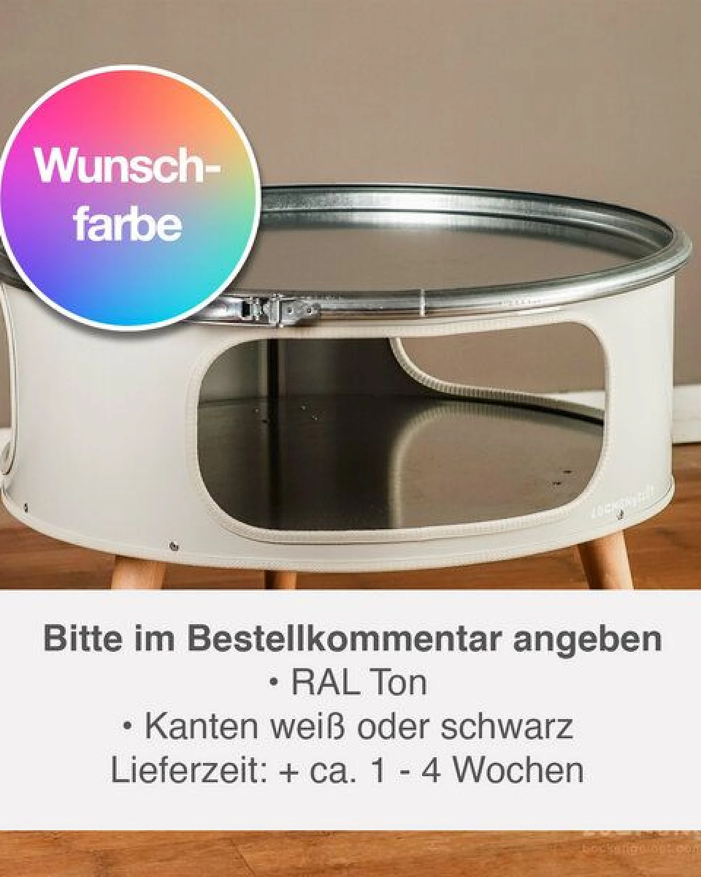 Lockengelöt Betty - Couchtisch aus einem Hamburger Ölfass – Ansicht 2