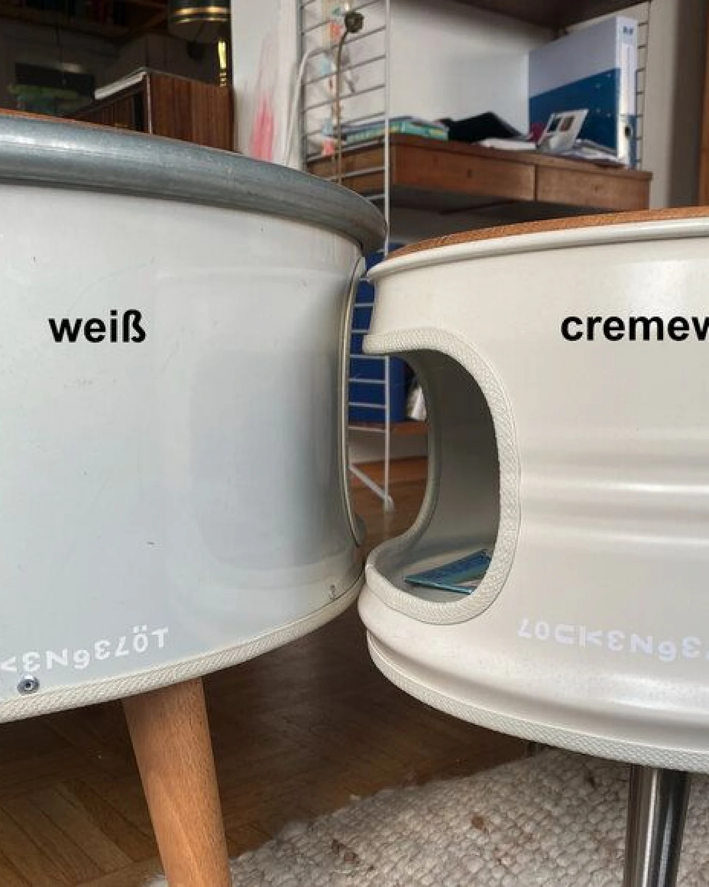 Lockengelöt Betty mit Tür - Couchtisch aus einem Hamburger Ölfass – Ansicht 3