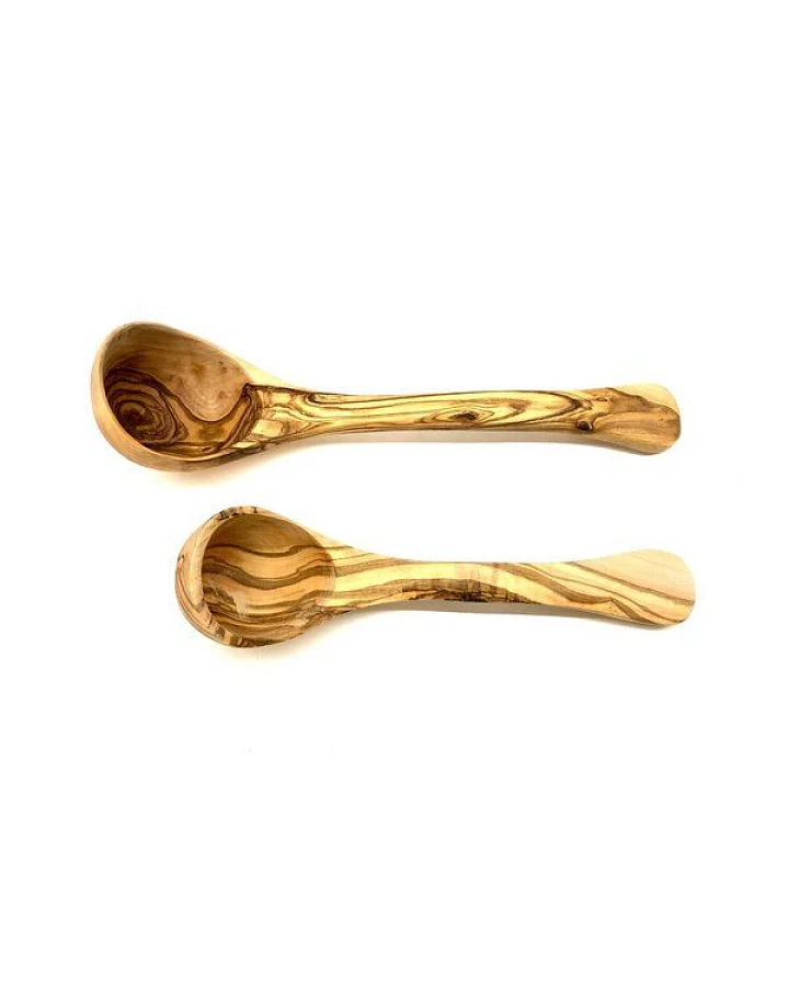 Olivenholz erleben Schöpfkelle (25 cm oder 30 cm) für Küche & Sauna aus Olivenholz