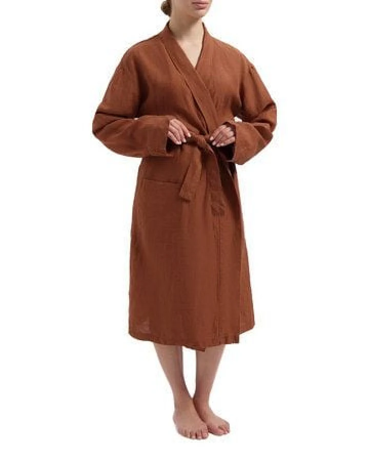 Yumeko Kimono Bademantel Gewaschenes Leinen