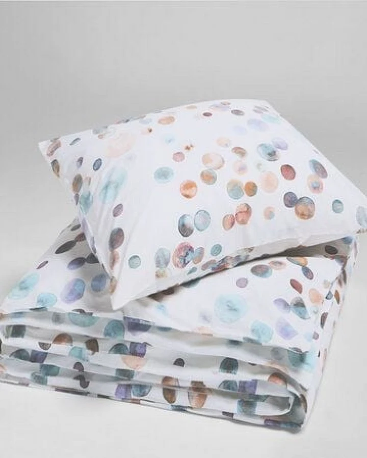 Bettwäsche Perkal Watercolor Dots “Yumeko” aus Baumwolle
