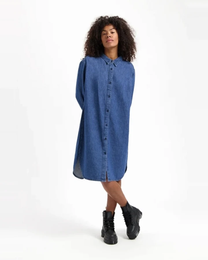 Kuyichi Damen vegan Denim Kleid Sabine Blau