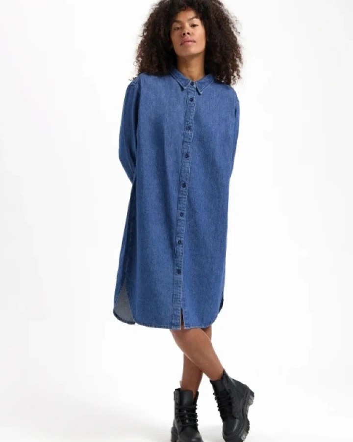 Kuyichi Damen vegan Denim Kleid Sabine Blau