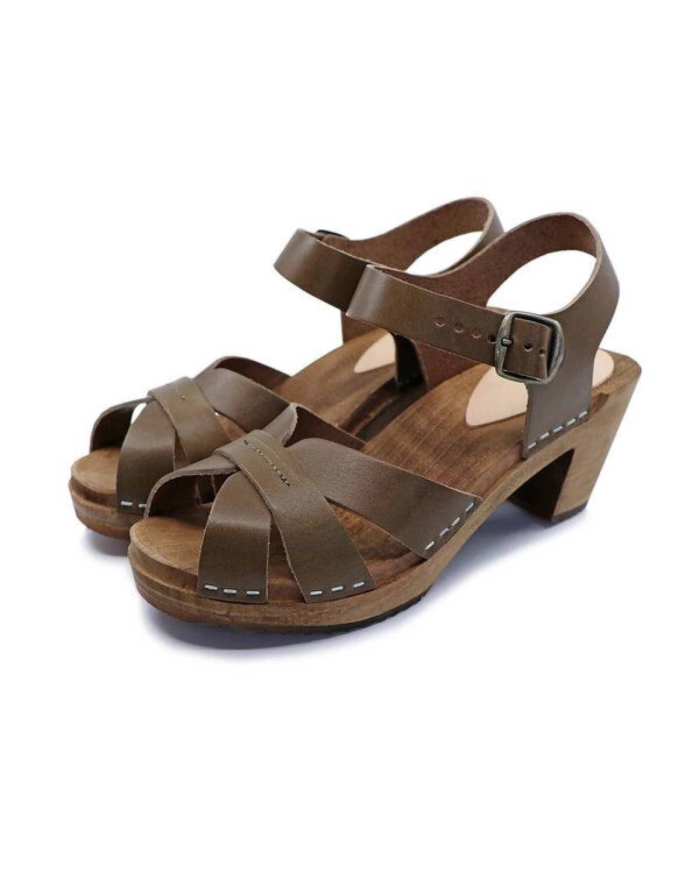BLOMMA - schwedische Holz Clogs Sandale von me&myclogs - high mid heel – Ansicht 3