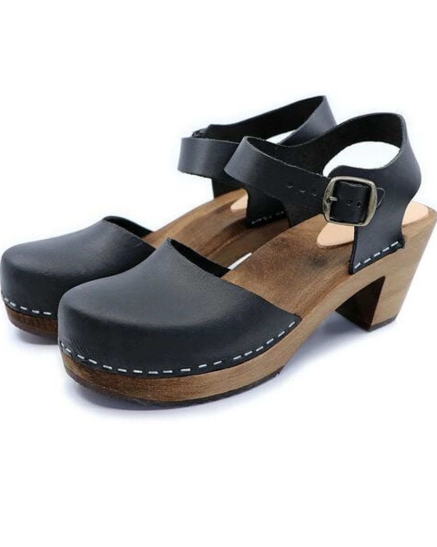 MAJKEN - schwedische Holz Clogs Sandale von me&myclogs - high mid heel – Ansicht 2