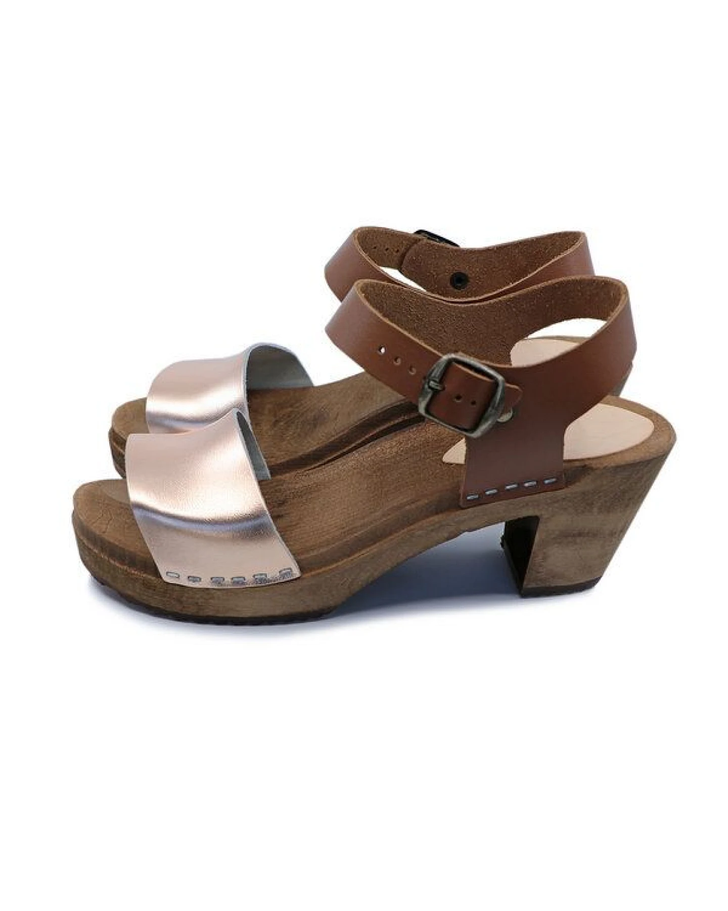 LEAH - schwedische Holz Clogs Sandale von me&myclogs - high mid heel – Ansicht 3