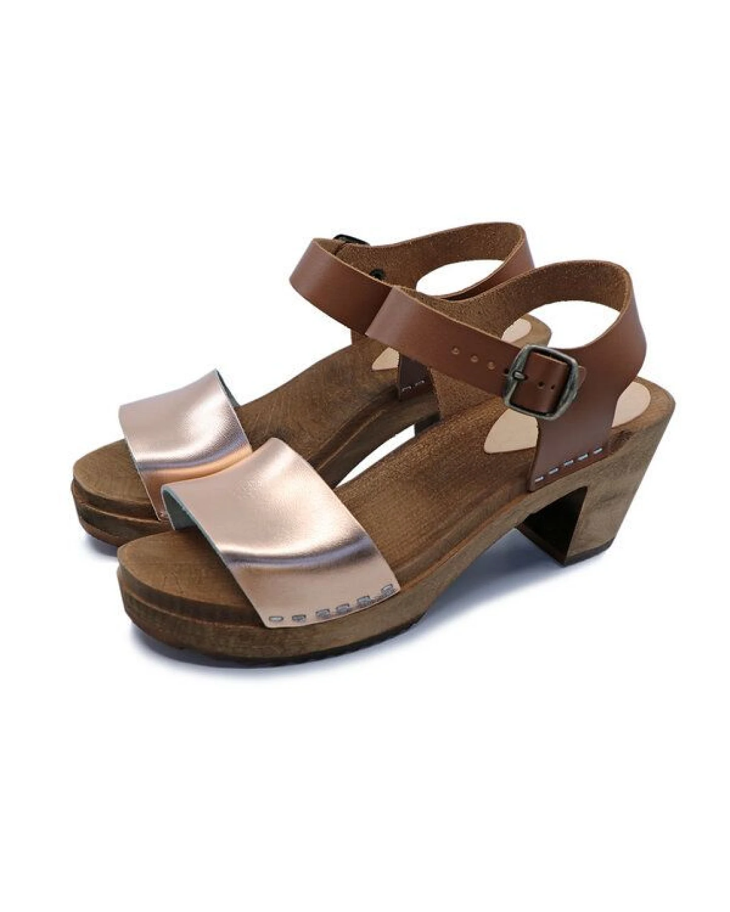 LEAH - schwedische Holz Clogs Sandale von me&myclogs - high mid heel – Ansicht 3