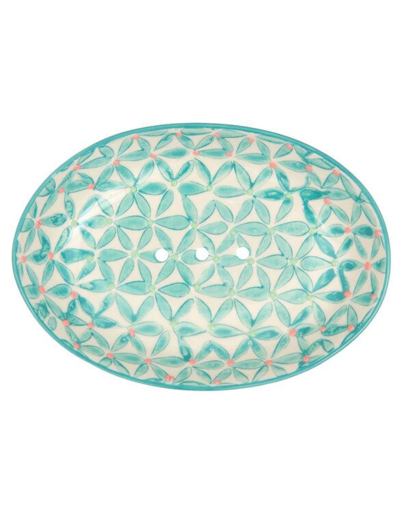 TRANQUILLO Ovale Seifenschale aus Steinzeug mit bunten Mustern 14 cm – Ansicht 2
