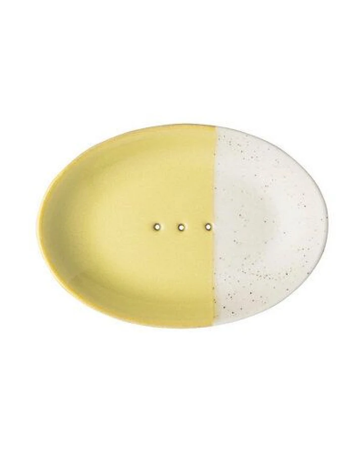 TRANQUILLO Ovale Seifenschale aus Steinzeug mit bunten Mustern 14 cm