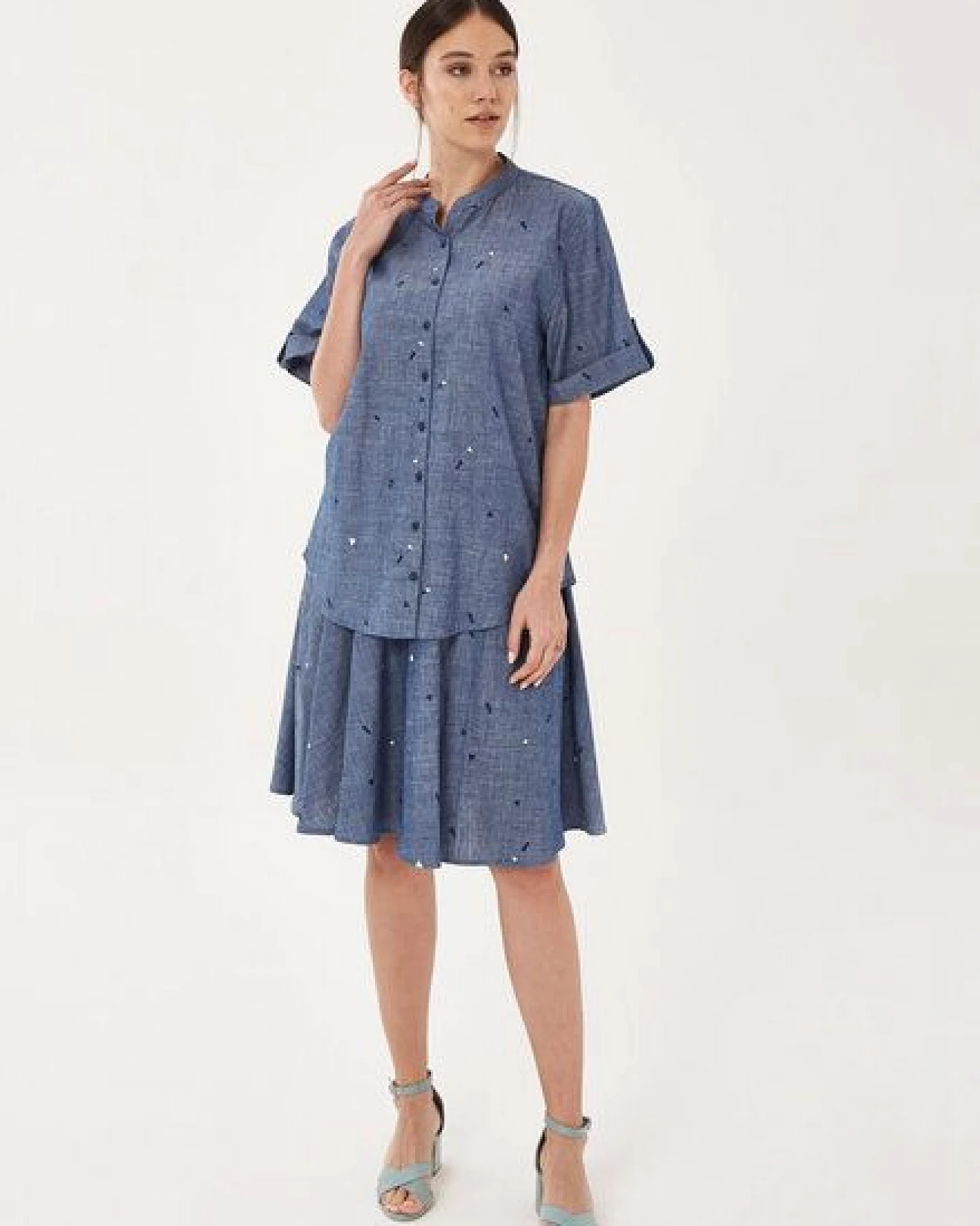 ORGANICATION Bluse aus Bio-Baumwolle mit Stehkragen – Ansicht 2