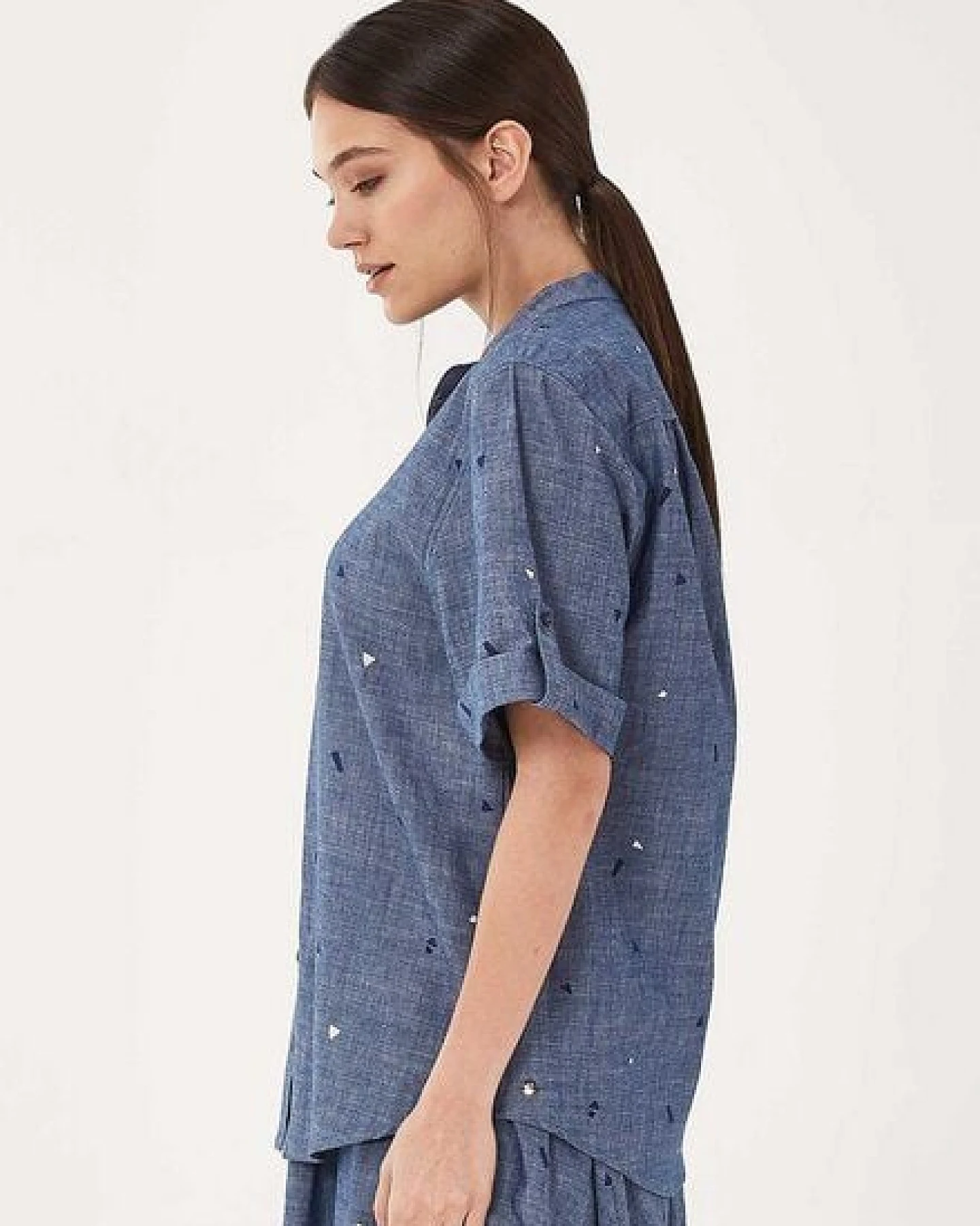 ORGANICATION Bluse aus Bio-Baumwolle mit Stehkragen – Ansicht 3