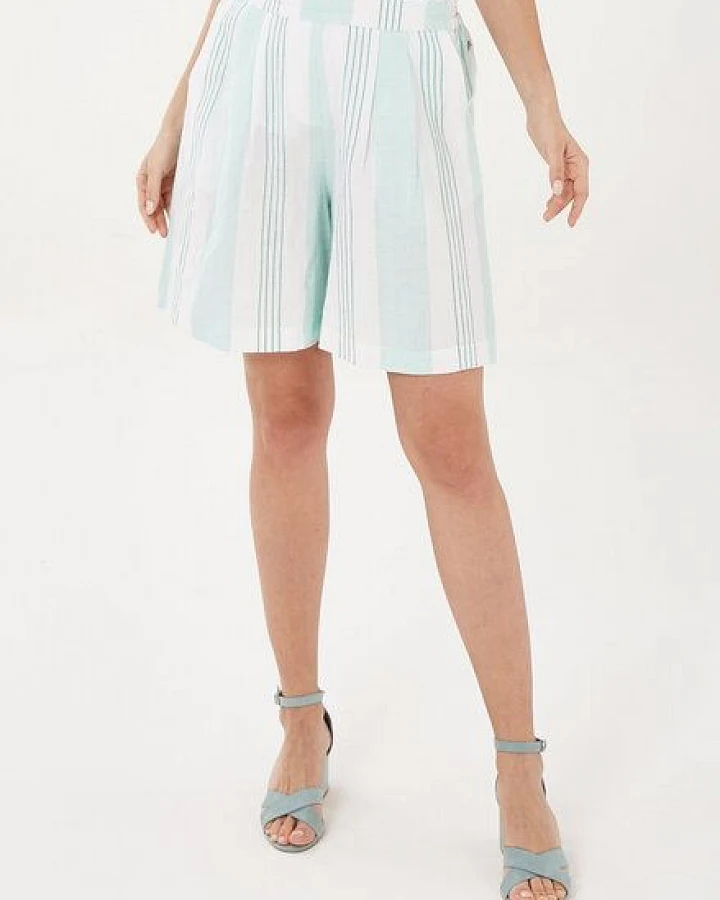 ORGANICATION Lockere Shorts aus Leinen-Mix mit Streifen