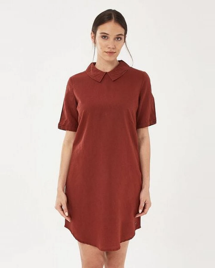 ORGANICATION Kleid aus Leinen-Mix mit Bubikragen