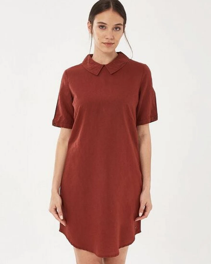 ORGANICATION Kleid aus Leinen-Mix mit Bubikragen
