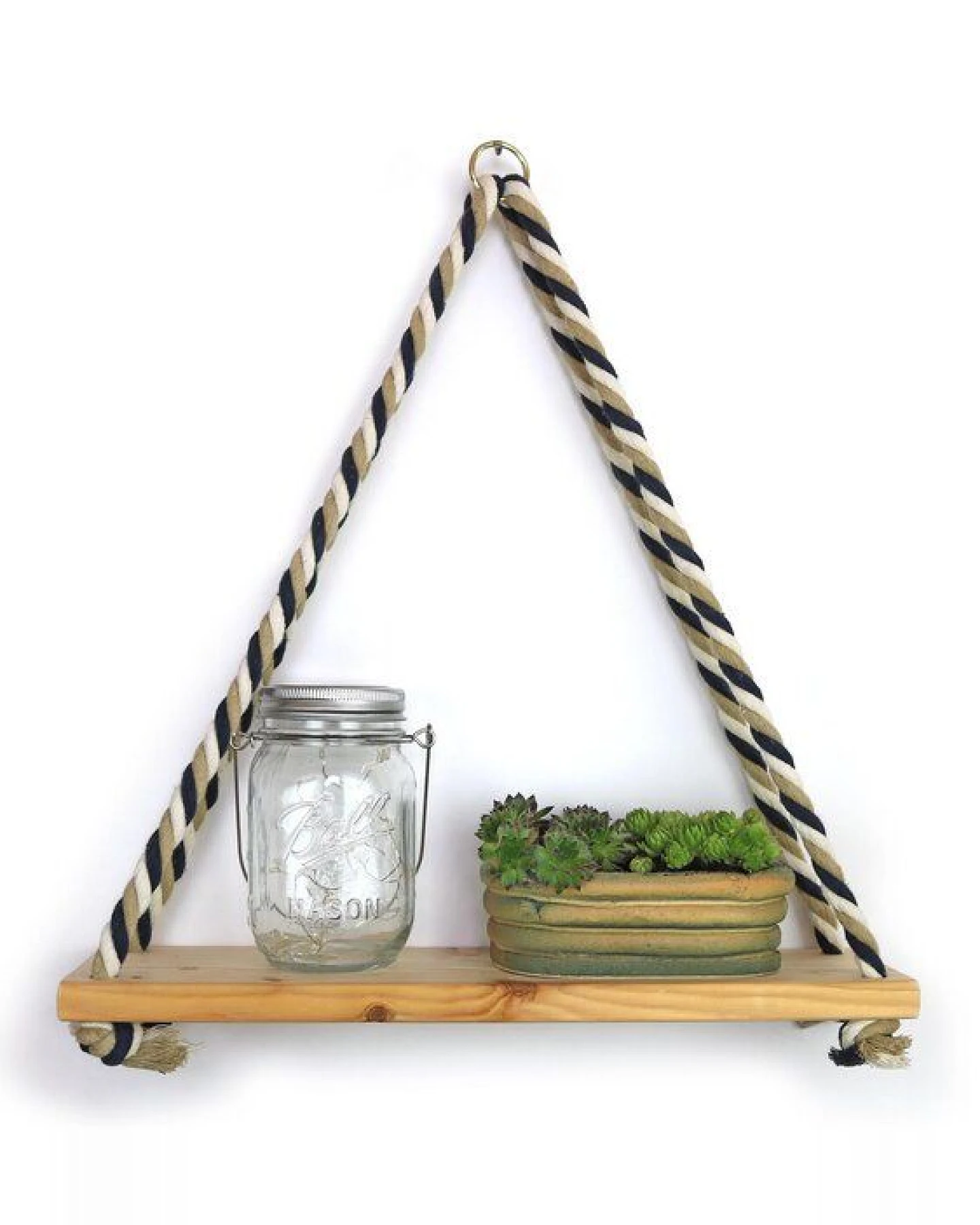 GARY MASH Wandregal Triangle mit bunter Baumwollkordel – Ansicht 2