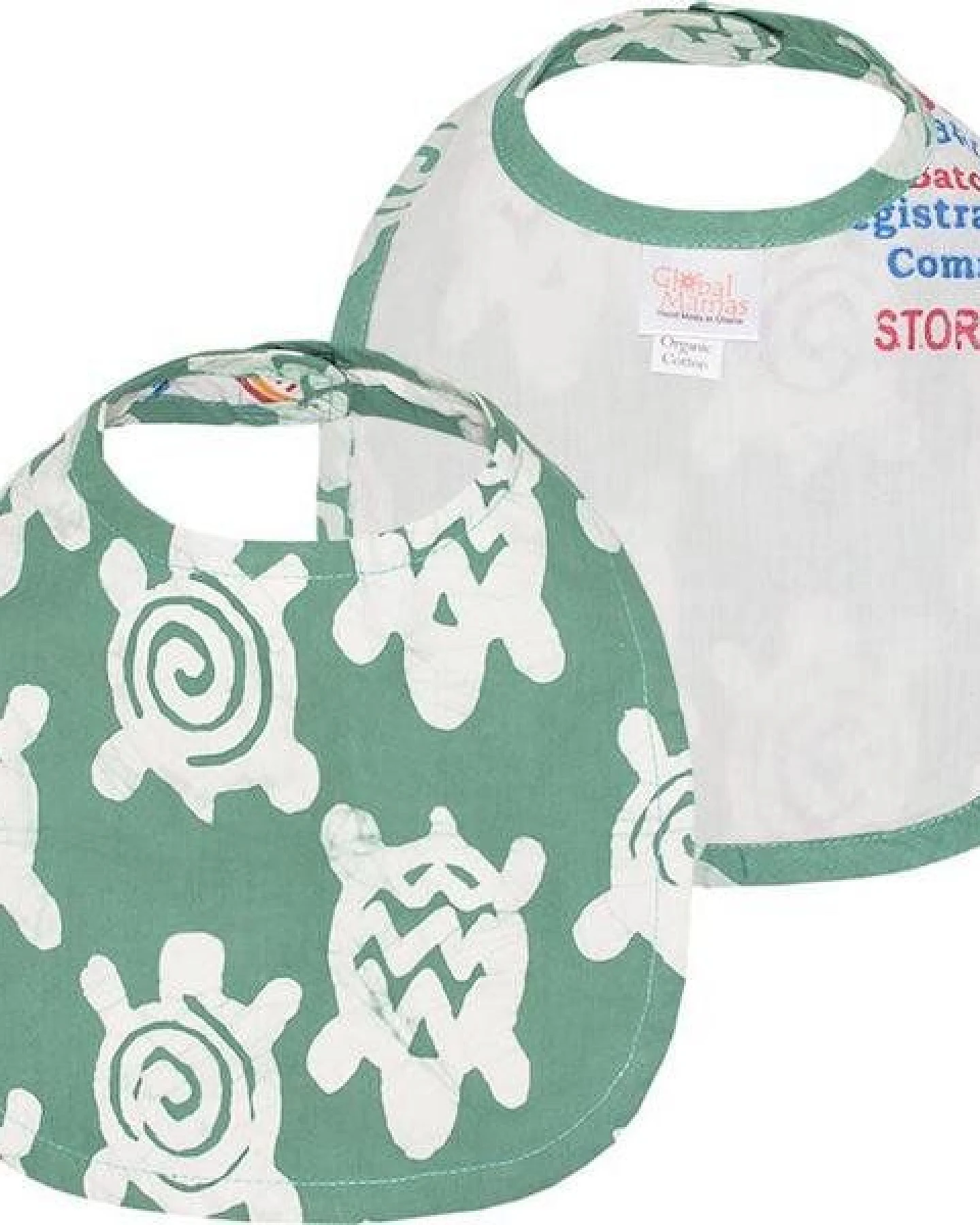Global Mamas Bio Lätzchen - Turtles - Grün - Upcycling – Ansicht 2