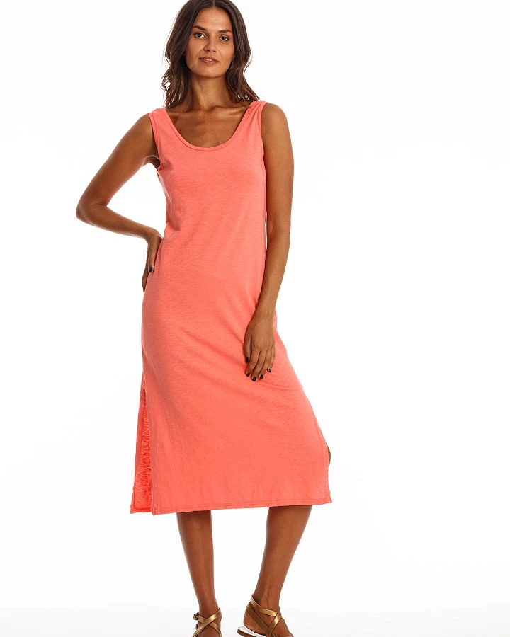RAVENS VIEW IBIZA Damen vegan Kleid Demi Koralle Orange Rosa