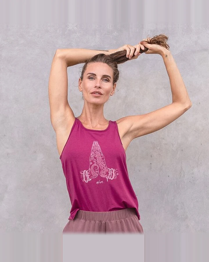 Jaya ALASKA GIVE - Damen - lockeres Top mit offenem Rücken aus Tencel-Baumwoll-Mix