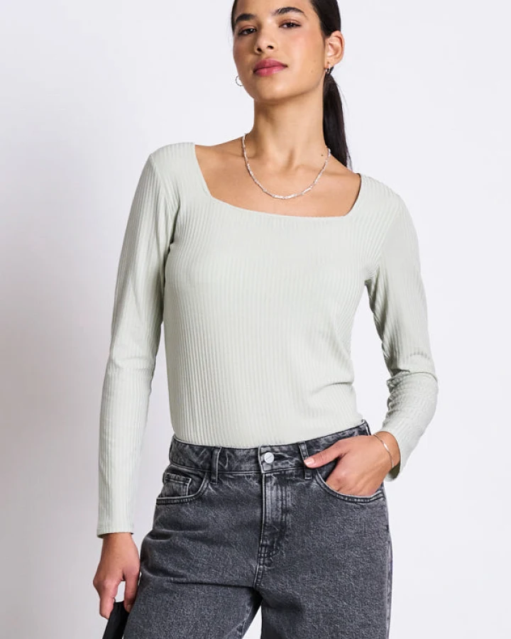 JAN 'N JUNE Damen vegan Langarmshirt Mit Rundhalsausschnitt Fria Vintage Spitze