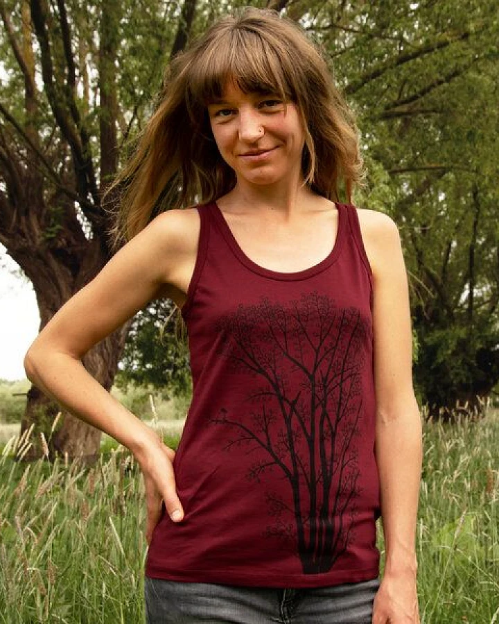Cmig Damen Tank-Top Erle mit Elster in burgundy